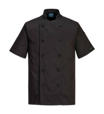 Giacca cuoco Kent - maniche corte - taglia L - nero - Portwest