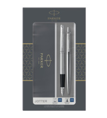 Gift Set DUO - Jotter stainless steel CT sfera + stilografica - punta media - Parker