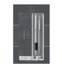 Gift Set DUO - Jotter stainless steel CT sfera + stilografica - punta media - Parker