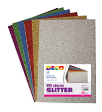 Gomma crepp glitter adesiva - 20 x 30 cm - colori assortiti - DECO - busta 10 fogli