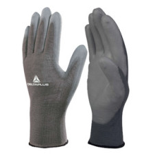 Guanti di precisione VE702PG - poliestere - palmo in poliuretano - taglia 10 - grigio - Deltaplus