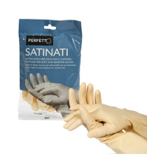Guanti in lattice - satinati - taglia S/6 - bianco - Perfetto - blister 2 pezzi