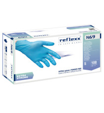 Guanti in nitrile extra strong N69 - senza polvere - taglia S - azzurro - Reflexx - conf. 100 pezzi