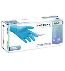 Guanti in nitrile extra strong N69 - senza polvere - taglia XL - azzurro - Reflexx - conf. 100 pezzi