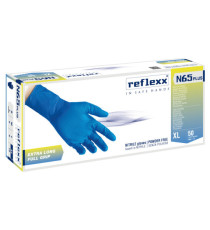 Guanti in nitrile N65 Plus - senza polvere - taglia XL - blu - Reflexx - conf. 50 pezzi