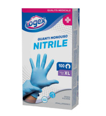 Guanti in nitrile non talcato - per uso medicale - taglia XL - azzurro - Logex Professional - scatola 100 pezzi