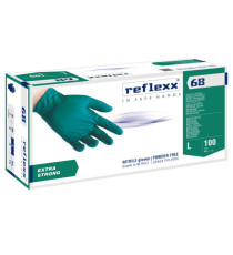 Guanti in nitrile R68 - senza polvere - taglia L - verde - Reflexx - conf. 100 pezzi