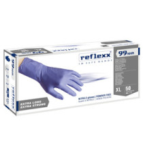 Guanti in nitrile ultra resist R99 - manichetta lunga - tg XL - indaco - Reflexx - conf. 50 pezzi