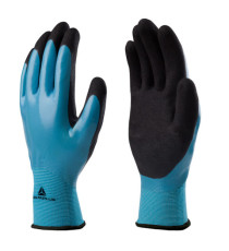 Guanti Wet&Dry VV636BL - poliammide - palmo in nitrile - taglia 09 - blu/nero - Deltaplus