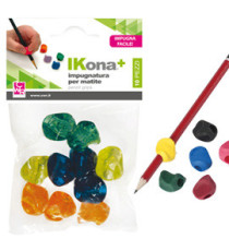 Impugnatura per matite - gomma - colori assortiti - IKona+ - conf. 10 pezzi