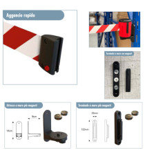 Kit testina Rondo Tensa - con fissaggio magnetico - nastro estensibile 10 m - rosso/bianco - Studio T