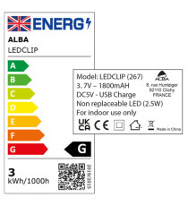 Lampada LEDCLIP - 2,8W - Nero - Alba