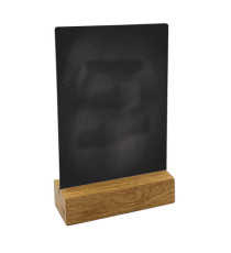 Lavagna da tavolo scrivibile - con base in legno massello - A5 - 15 x 21 x 5 cm - nero - Lebez