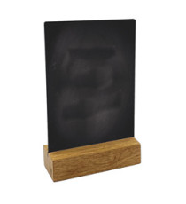 Lavagna da tavolo scrivibile - con base in legno massello - A6 - 10,5 x 15 x 4 cm - nero - Lebez