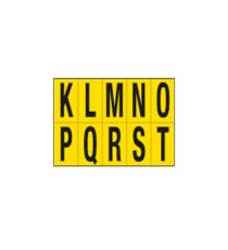 Lettere adesive da K a T - in PVC - 70 x 124 mm - 10 et/fg - 1 foglio - nero/giallo