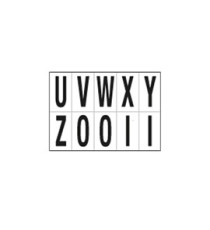 Lettere adesive da U a Z - in PVC - 70 x 124 mm - 10 et/fg - 1 foglio - nero/bianco