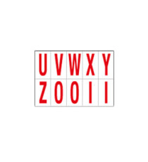 Lettere adesive da U a Z - in PVC - 70 x 124 mm - 10 et/fg - 1 foglio - rosso/bianco