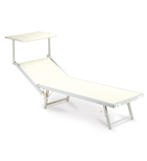 Lettino con copertura Ibiza - 36 x 186 x 59 cm - alluminio/texilene - beige - Garden Friend