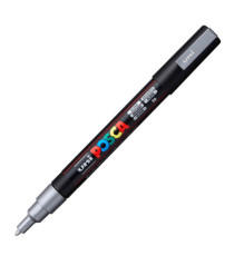 Marcatore a base d'acqua Uni Posca PC3M  - punta fine da 0,9mm a 1,3mm - argento - Uni Mitsubishi