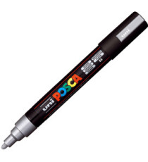 Marcatore a base d'acqua Uni Posca PC5M  - punta  tonda media da 1,8mm a 2,5mm - argento - Uni Mitsubishi