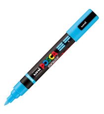 Marcatore a base d'acqua Uni Posca PC5MBR - punta brush 1.0 - 4.0mm - azzurro  - Uni Mitsubishi