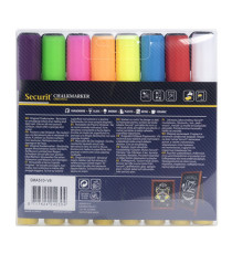 Marcatore a gesso liquido - punta media 2,00 - 6,00 mm - mix 8 colori - Securit - conf. 8 pezzi