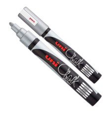Marcatore a gesso liquido Uni Chalk Marker - punta tonda da 1,80-2,50mm - argento - Uni Mitsubishi