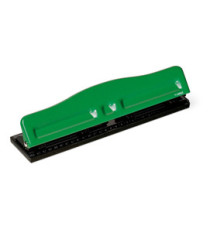 Perforatore 840 - max 8 fogli - 4 fori regolabili - passo 6/8 cm - verde - Lebez