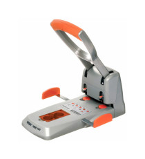Perforatore HDC150 - max 150 fogli - 2 fori - passo 8 cm - grigio/arancio - Rapid