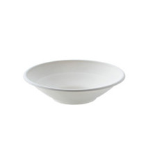 Piatto fondo monouso bio - rotondo - diametro 19,5 cm - 500 ml - cellulosa/canna da zucchero - bianco - Leone - conf. 50