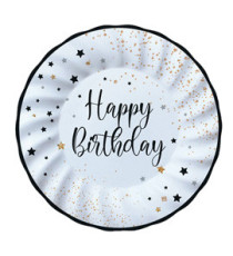 Piatto Happy Birthday - diametro 25 cm - carta - Big Party - conf. 8 pezzi