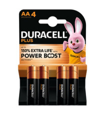 Pila stilo AA - 1,5V - Plus Powerboost - MN1500 - Duracell - blister 4 pezzi