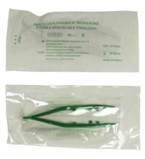 Pinzetta sterile - monouso - 10 cm - verde - PVS