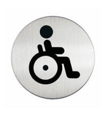 Pittogramma adesivo - WC diversamente abili - diametro 8,3 cm - acciaio - Durable