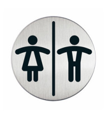 Pittogramma adesivo - WC donne/uomini - diametro 8,3 cm - acciaio - Durable