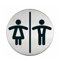 Pittogramma adesivo - WC donne/uomini - diametro 8,3 cm - acciaio - Durable