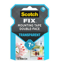 Nastro biadesivo FIX - 19 mm x 1,5 m - LDPE - trasparente - Scotch