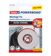 Nastro biadesivo Powerbond Ultra Strong - 19 mm x 1,5 m - acrilico - bianco - Tesa
