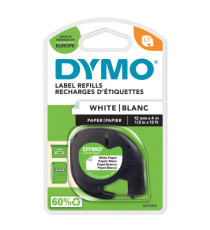 Nastro Letratag  912000 - 12 mm x 4 mt -carta -  bianco - Dymo