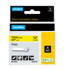 Nastro Rhino 18433 - 19 mm x 5,5 mt - poliestere permanente - nero/giallo - Dymo