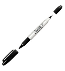 Marcatore Permanente Twin tip doppia punta - una punta fine 1,0mm - una punta extra fine 0,5mm - nero - Sharpie
