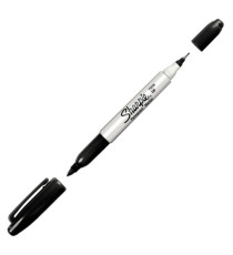 Marcatore Permanente Twin tip doppia punta - una punta fine 1,0mm - una punta extra fine 0,5mm - nero - Sharpie