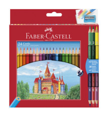 Matita colorata eco Il Castello+3 bicolor - diametro mina 3,00 mm - colori assortiti - Faber-Castell - astuccio 24 pezzi