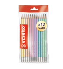 Matita in grafite Swano pastel - gradazione HB - con gommino - fusto in 6 colori pastel - Stabilo - conf. 12 pezzi