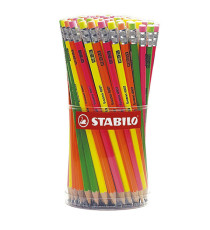 Matita Swano Fluo - grafite - HB - colori assortiti - Stabilo - barattolo 96 pezzi