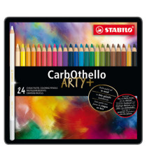 Matite colorate CarbOthello - tratto 4,40 mm - colori assortiti - Stabilo - astuccio in metallo 24 pezzi