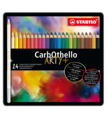 Matite colorate CarbOthello - tratto 4,40 mm - colori assortiti - Stabilo - astuccio in metallo 24 pezzi