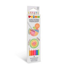 Matite colorate Minabella - diametro mina 3,8 mm - colori fluo assortiti - Primo - astuccio 6 pezzi