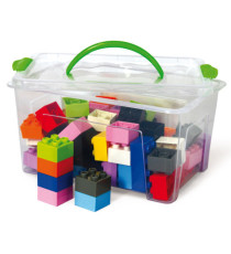 Mattoncini Midi da costruzione - in ABS - colori assortiti - CWR - bauletto da 70 pezzi