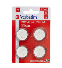 Micropile CR2430 - 3V - a pastiglia - litio - Verbatim - blister 4 pezzi